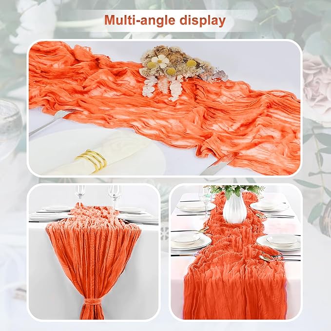 10 Pack Orange Cheesecloth Table Runner 35x120 Inch 10Ft Rustic Gauze Cheese - Image 6