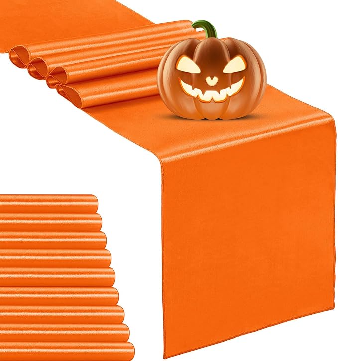 10-Pack Satin Table Runner Orange 12 x 108 inches Long, Table Runners by Hahuho