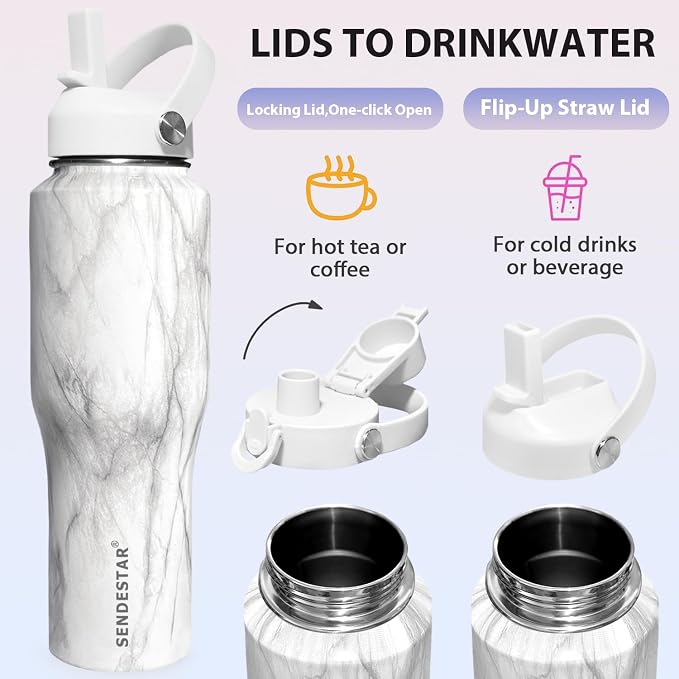 SENDESTAR 32oz Water Bottle Wide Mouth Stainless Steel Vacuum Insulated Double - Image 5