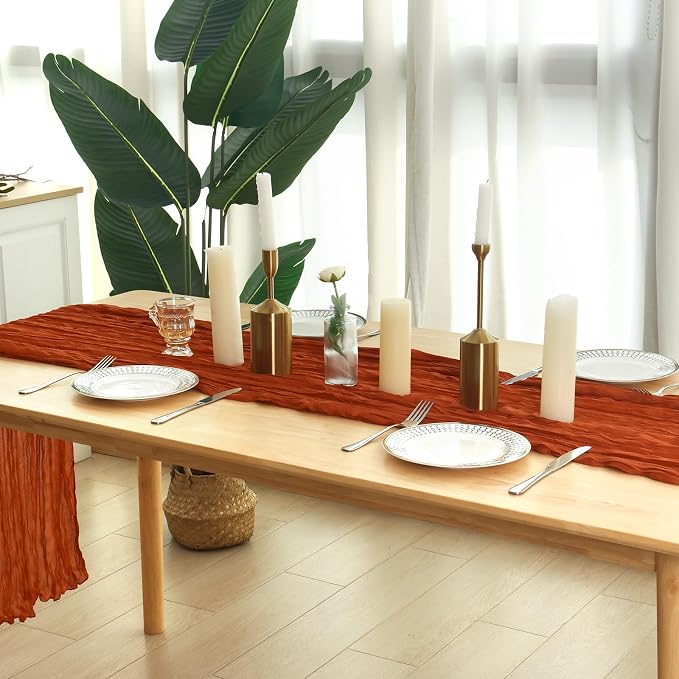 12 Pack Terracotta Cheesecloth Table Runner 120 Inch Boho Wedding Decor | - Image 6