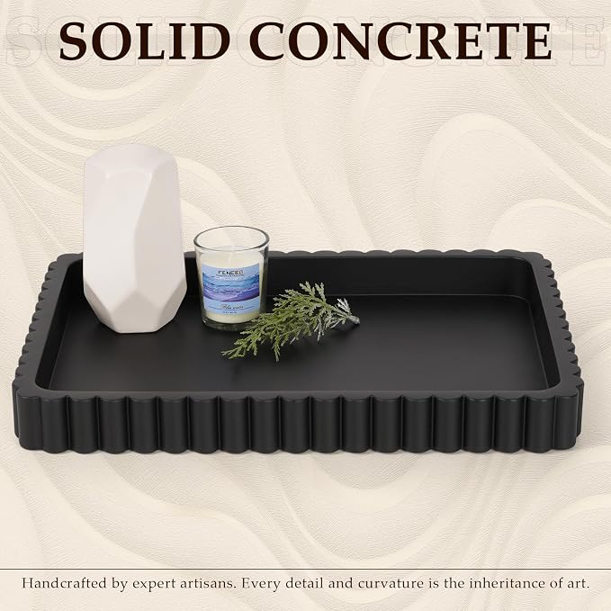 Rectangular Tray for Coffee Table Decor, Solid Concrete, Aesthetic Home Decor - Image 2