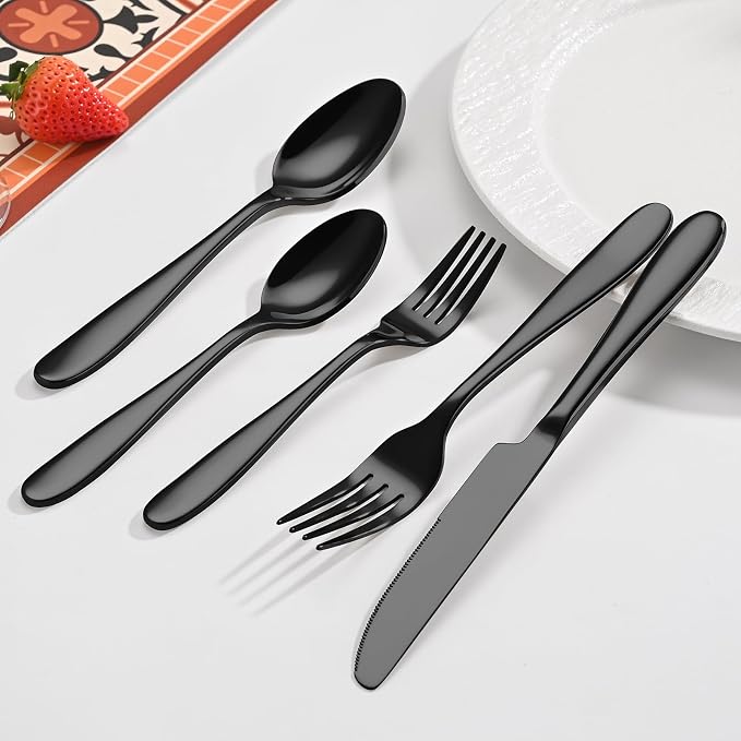 40-Piece Black Silverware Set, Flatware Set - Image 3
