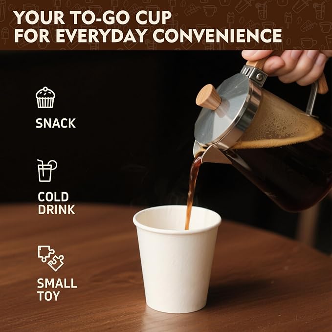 YEEHAW 8 oz 500 Pack Coffee Cups White Paper Cups | - Image 4