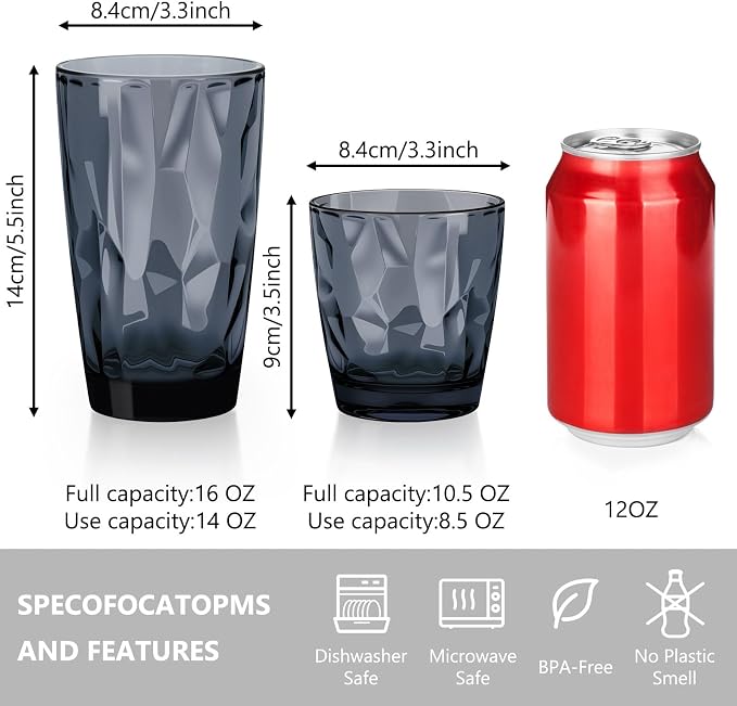 Topsky 16oz Plastic Tumblers Drinking Glasses Set of 4, Outdoor&Indoor - Image 4