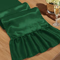 2 Pack Dark Green Satin Table Runner 12 x 72 Inch | Ruffle Design, Luxurious by Unknown