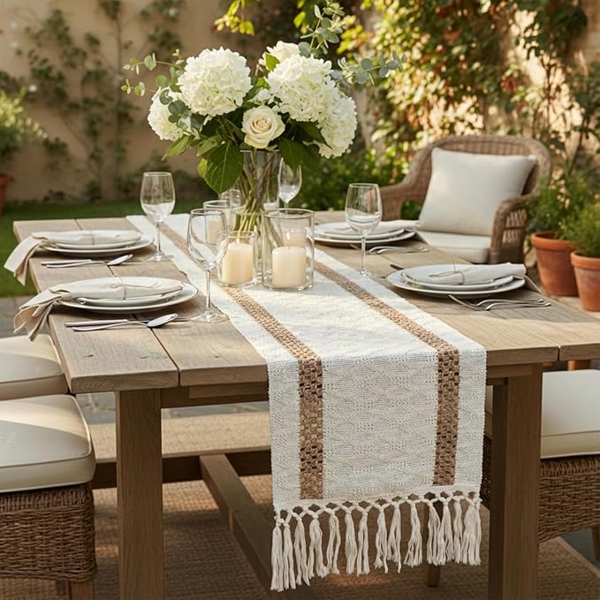 Fall Table Runner with Tassels for Coffe Table Home Decor 12x90 Inch | 90 - Image 8