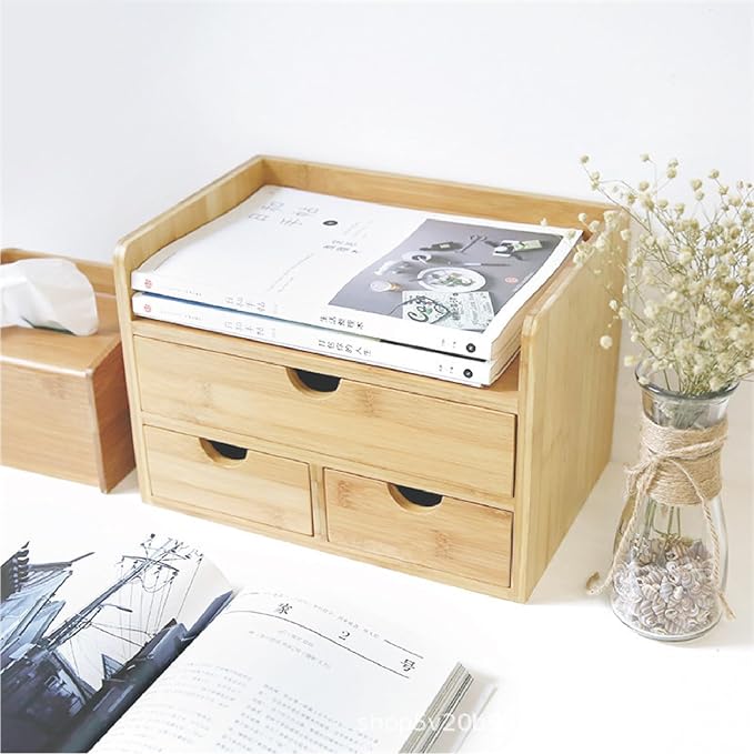3 Drawer Bamboo Desk Organizer - Image 2