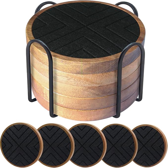 Coasters for Drinks Absorbent 5 Pack, Coasters for Coffee Table by EDEGG