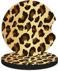 2pcs Cute Leopard Print Car Coasters, Absorbent Universal neoprener Cup Holder by Unknown