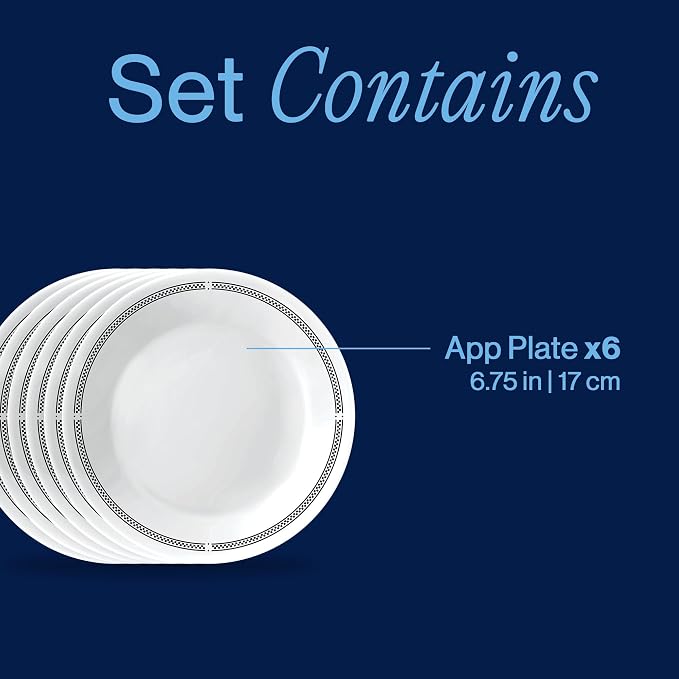 Corelle Vitrelle 6.75" Salad Appetizer Plate Set, Triple Layer Glass and Chip - Image 3