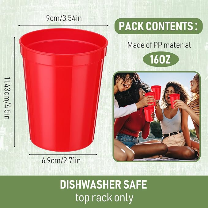 Yungyan 100 Pack 16 oz Stadium Cups Reusable Plastic Cups Blank Drink Stadium - Image 2