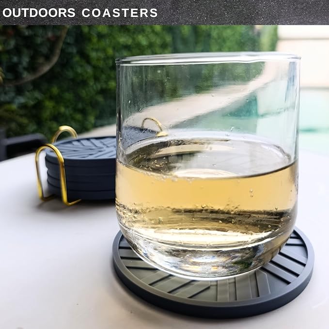 Silicone Coasters Set of 6 & Gold Holder - Image 8