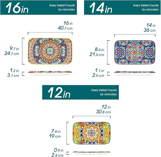 vancasso Serving Platters Set of 3, Microwave & Dishwasher Safe - Image 2