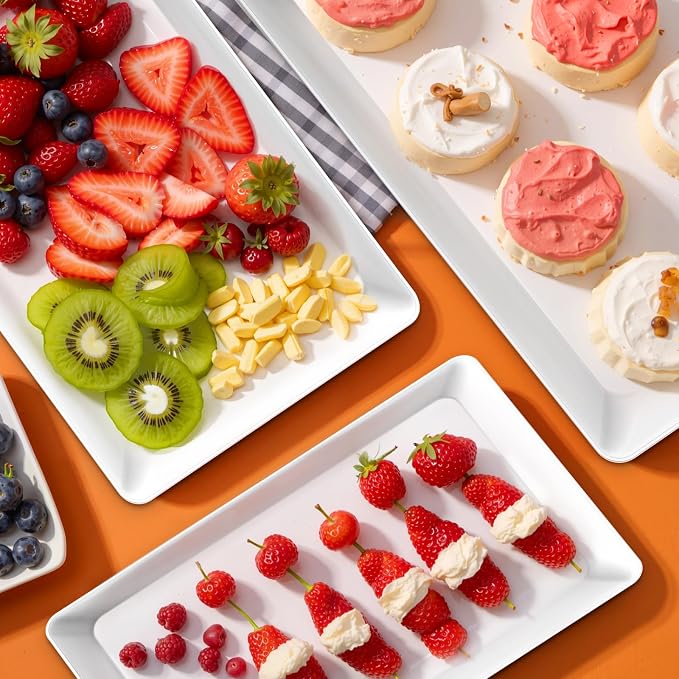 SpaceWhisper Serving Tray, 3 Pack, Rectangular Appetizer Platters | Stackable - Image 8