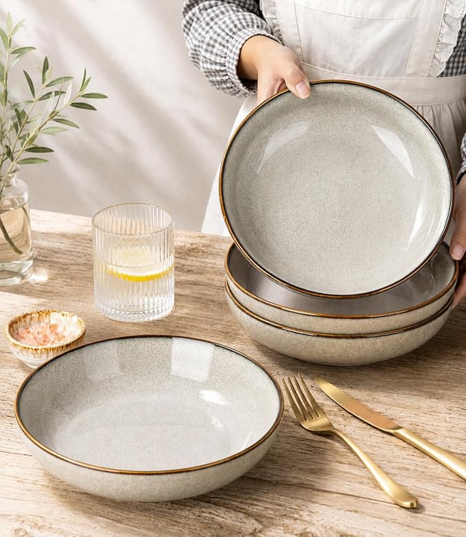 AmorArc 8.5’’ Ceramic Pasta Bowls Set of 4, 36oz Large Stoneware Bowls Set | - Image 6
