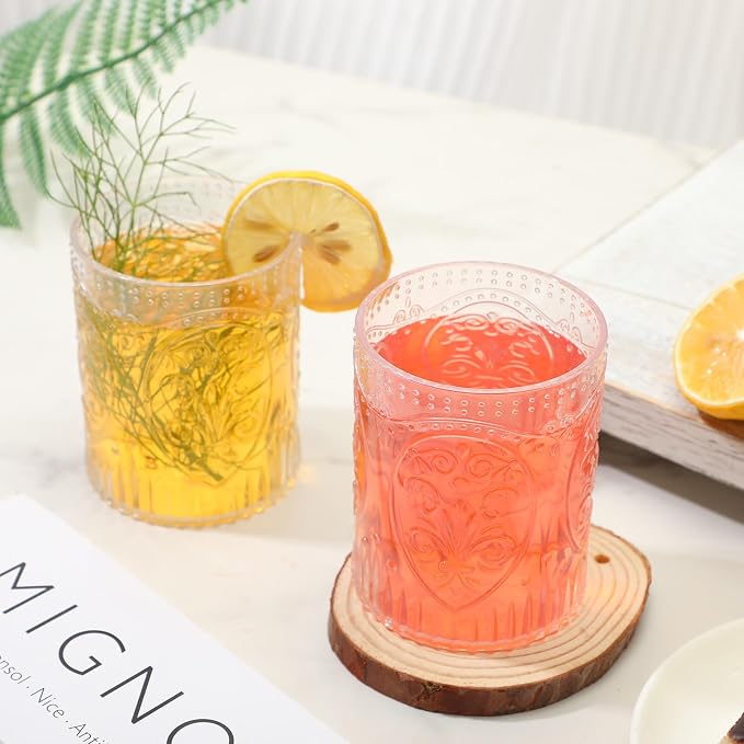 Qinyoung 48 Plastic Vintage Drinking Glasses 8.5oz Stemless Retro Embossed Wine - Image 6