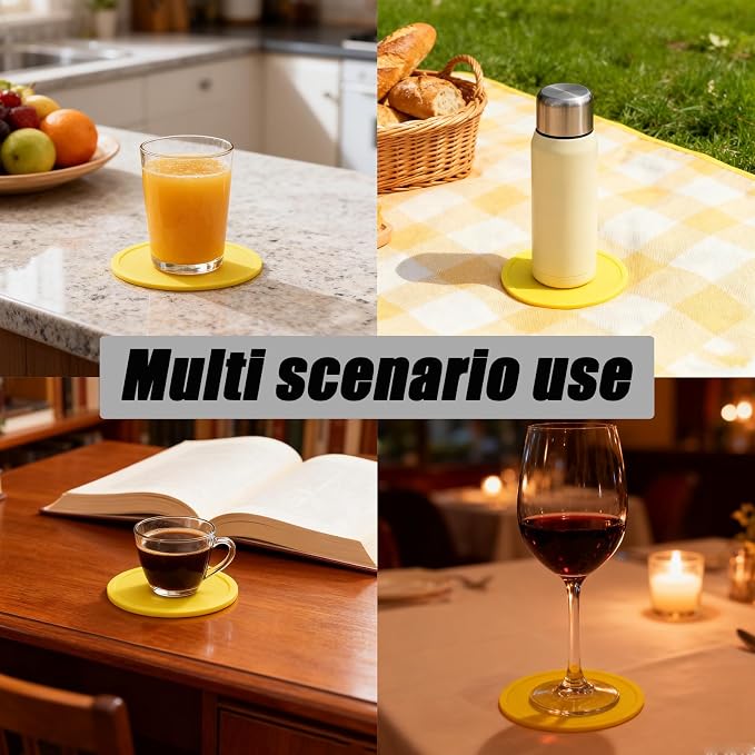 5 Pack Yellow Coasters, Non-Slip Cup Coasters - Image 5