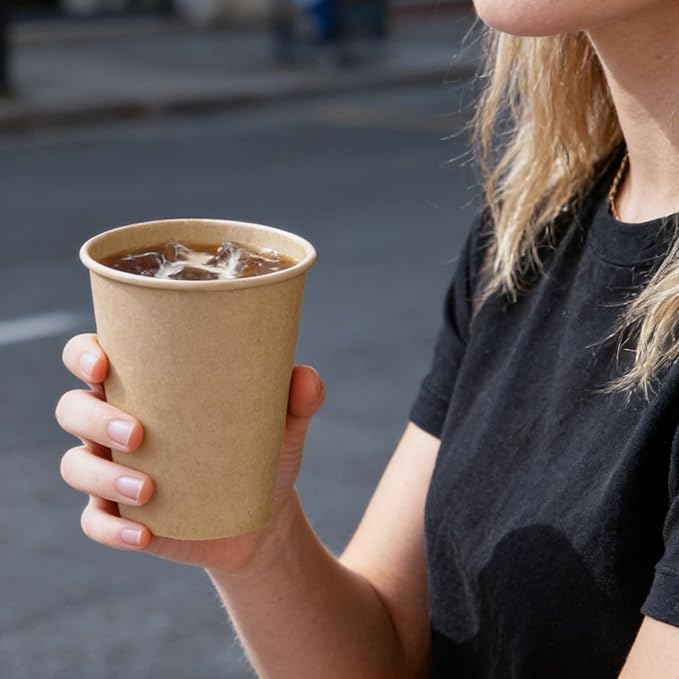 BYSNOW 200 Pack 10 oz Kraft Paper Cups, Disposable Coffee Hot Water Cups | - Image 6