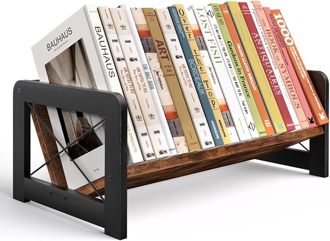 ELITEROO Desktop Bookshelf Organizer, Wood Slanted Desk Bookshelf, Small by ELITEROO