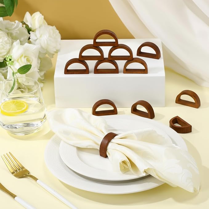 50 Pcs Wooden Napkin Rings Handmade Dining Napkin Holder Buckles Farmhouse - Image 4