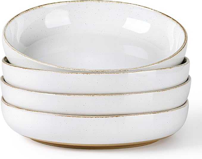 AmorArc 8.75'' Large Ceramic Pasta Bowls, 36oz Handpainted Stoneware Bowls Set by AmorArc