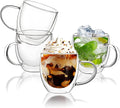 YMMIND Set of 4 Double Walled Glass Coffee Mugs 8 Ounces Insulated Layer Coffee by YMMIND