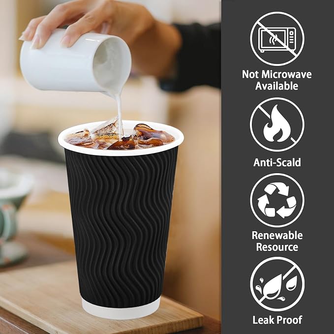 Lamosi 500 Pack Coffee Cups 16 oz, Disposable Paper Coffee Cups No Lids | - Image 3