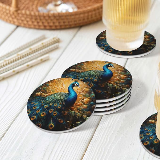 Elegant Peacock Pattern Coasters - Image 7
