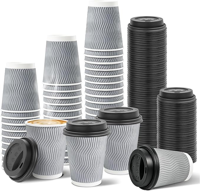 Ginkgo 100 Pack 8 oz Disposable Insulated Coffee Cups by HOME