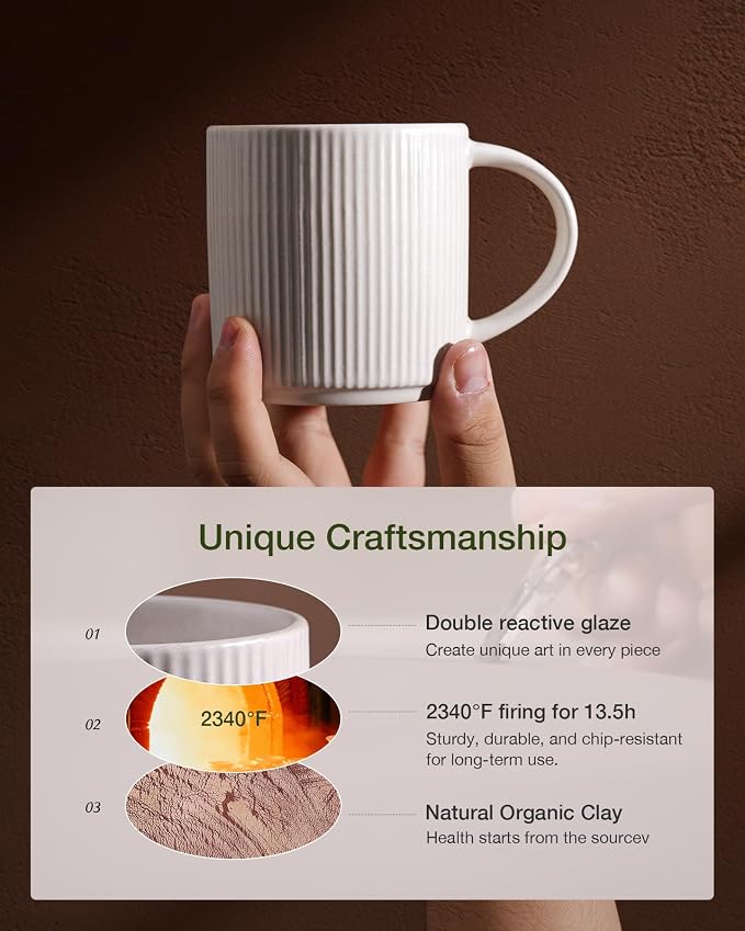 famiware Coffee Mug Set for 8, Star 12 oz Catering Mugs Cup Set - Image 6