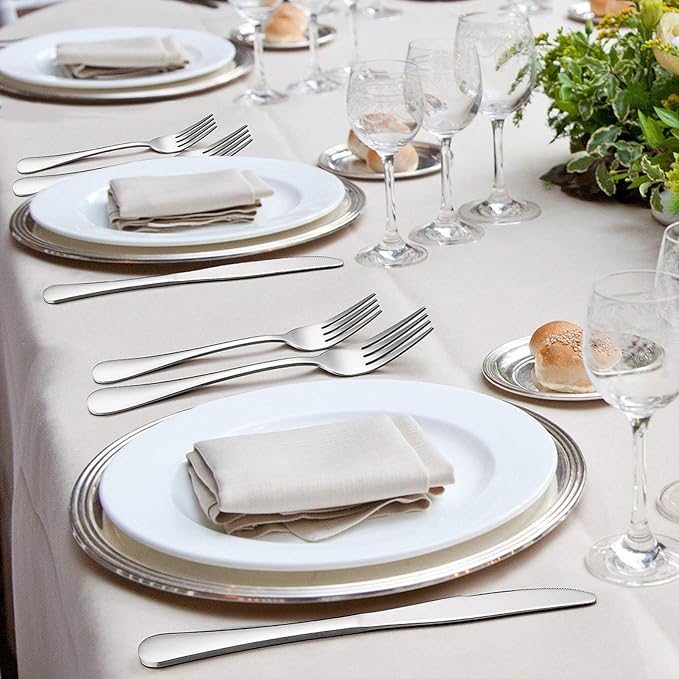 Silverware Set, 40-Piece Flatware Set, E-far Stainless Steel Eating Utensils - Image 6