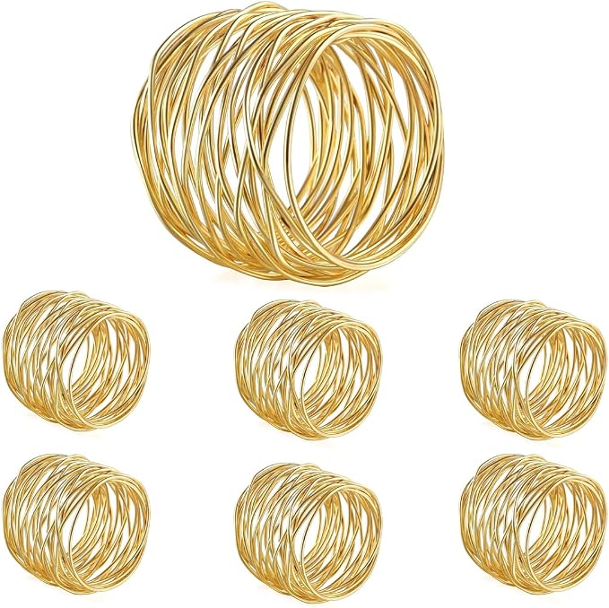 Gold Napkin Rings, Thanksgiving Christmas Napkin Rings Set of 12, Nickel-Plated by EMORBALS