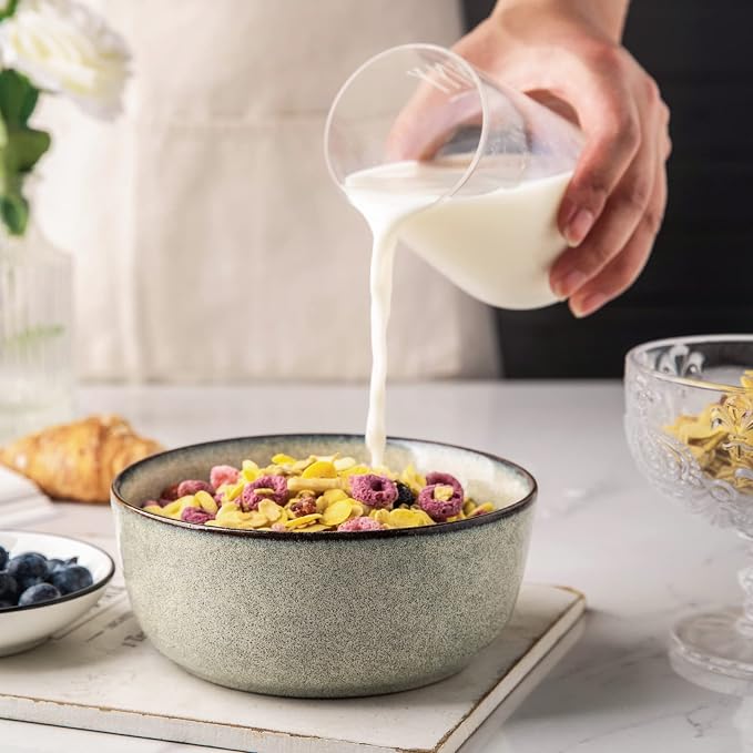 AmorArc Cereal Bowls Set of 6 for Kitchen, 26oz Stoneware Soup Bowls Set for - Image 3
