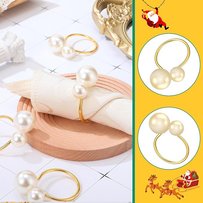 Sliner 48 Pcs Pearl Napkin Rings - Image 5