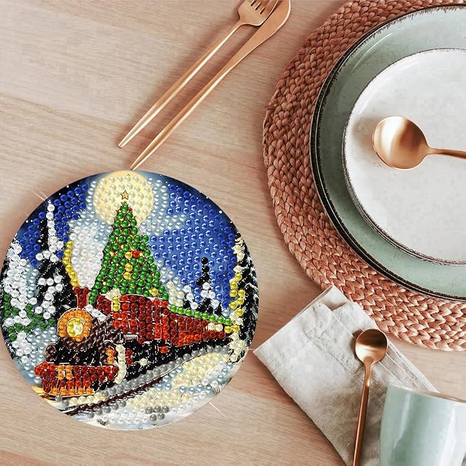 ijbnhd Christmas Train Diamond Art Coasters, 4x4 inch | Diamond Painting Kits - Image 6