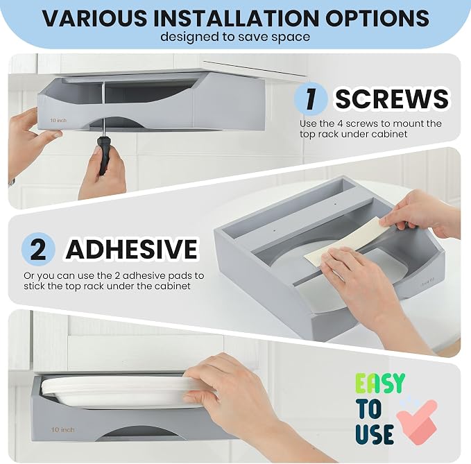 10-inch Paper Plate Dispenser Under Cabinet, Bamboo Paper Plate Holders - Image 6