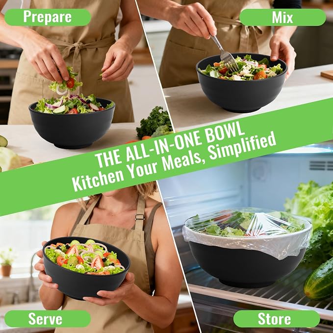 Wheat Straw Bowls Set of 6, Unbreakable Lightweight 60 OZ Salad Bowls - Image 7
