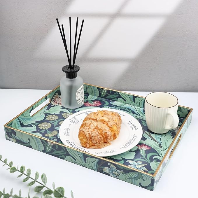 Spsyrine Serving Tray with Handles, Plastic Decorative Tray - Image 4