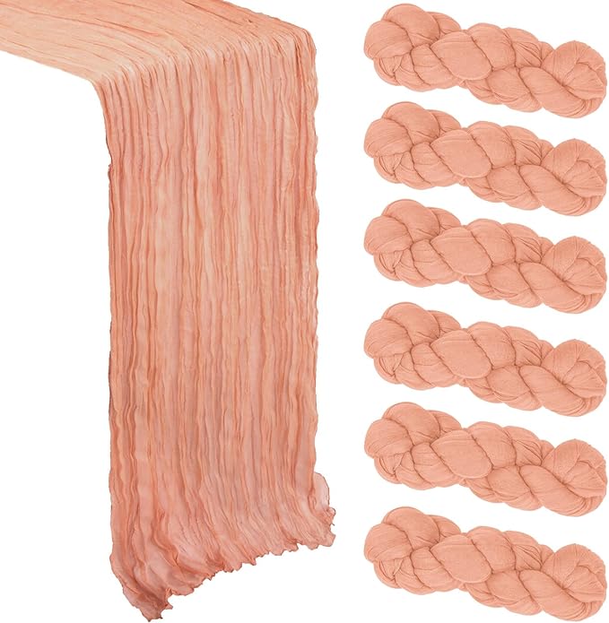 6 Pack Coral Cheesecloth Table Runner 10Ft Gauze Cheese Cloth Table Runner by Heneger