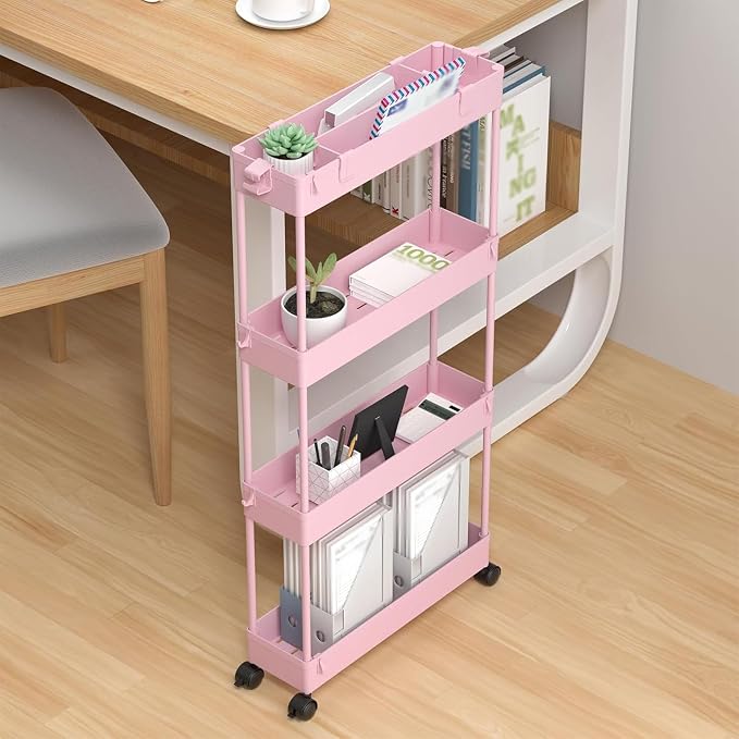 2-piece Set Slim Storage Cart 3 Tier, Bathroom Organizer Rolling Utility - Image 7