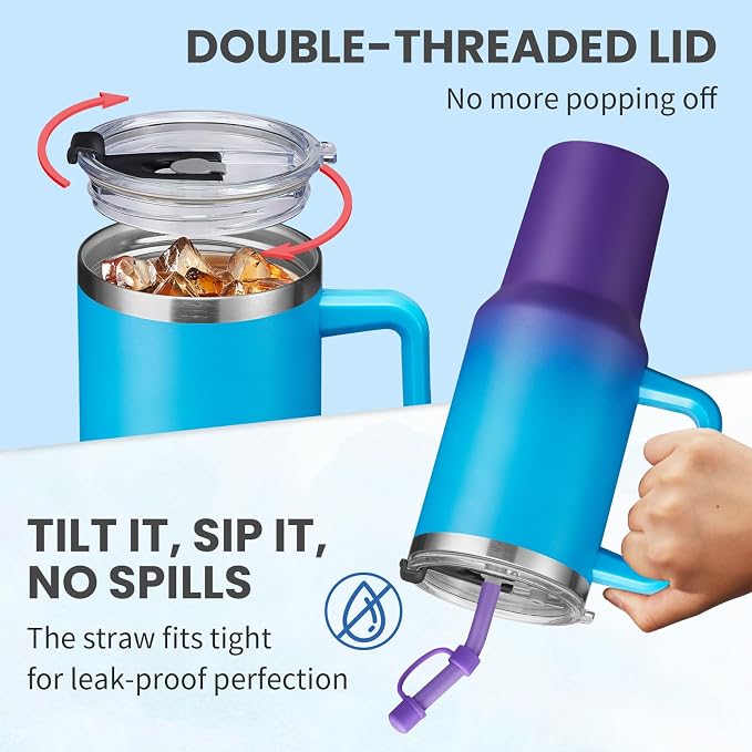 BENZZO 40 oz Insulated Tumbler for 100% Leak Proof, Stainless Steel Reusable - Image 3