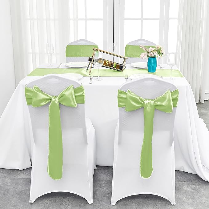 10-Pack Green Satin Table Runner 12 x 108 Inch Long Bright and Smooth Silk - Image 7