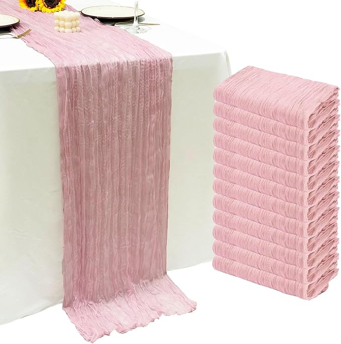 12Pack Light Pink Cheesecloth Table Runner 20x120inch Gauze Table Runners | by Seveups