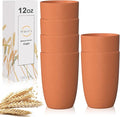 Wrova Wheat Straw Cups 6 PCS Good Alternative to Plastic Reusable Cups 12 oz by WROVA