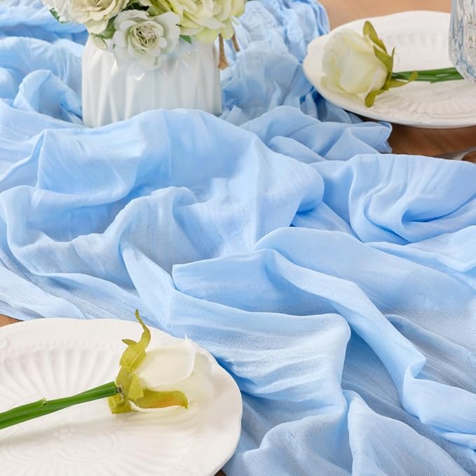 Baby Blue Cheesecloth Table Runner 120 Inches 10 Pack Gauze Table Runner | - Image 6