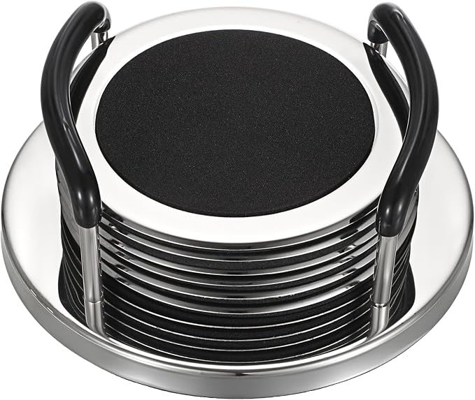 JUXYES Set of 6 Stainless Steel Metal Round Coaster by JUXYES