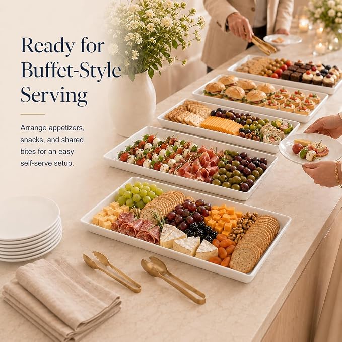 Delling Large Serving Platter, 16/14/12 Inch Rectangular Serving Trays - Image 5