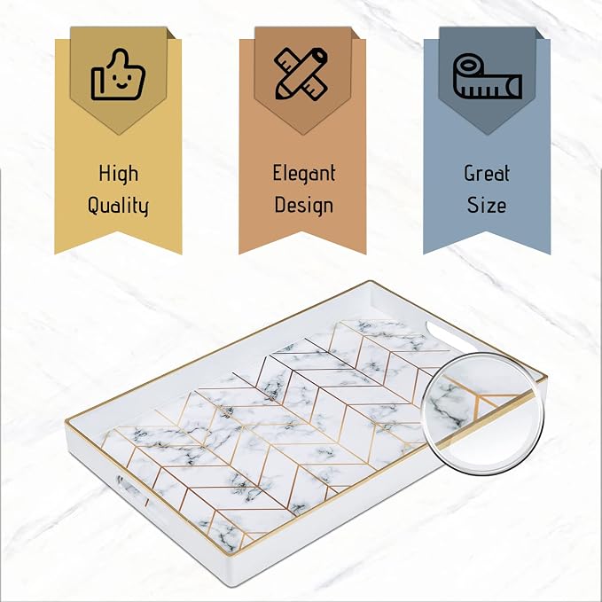 White Serving Trays, Plastic Rectangular Serving Tray - Image 5