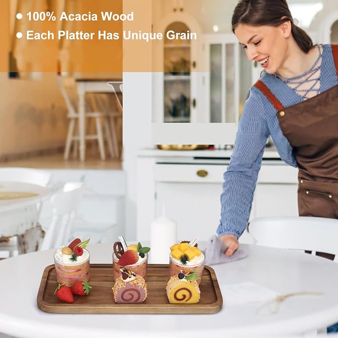 Large Wooden Tray Acacia Wood Charcuterie Boards Party Food Serving Platter | - Image 3