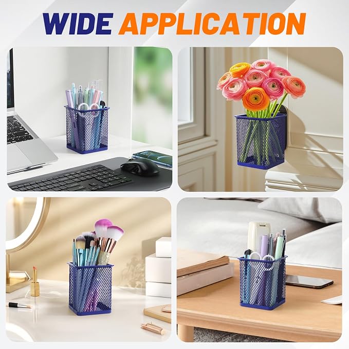 Segarty Pen Cup Holder, 6 Pack Square Dark Blue Pen Holder - Image 6